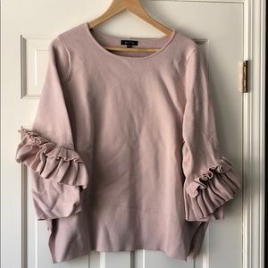 Ruffled sleeve sweater